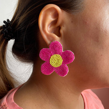 Beaded Flower Power Ear Studs